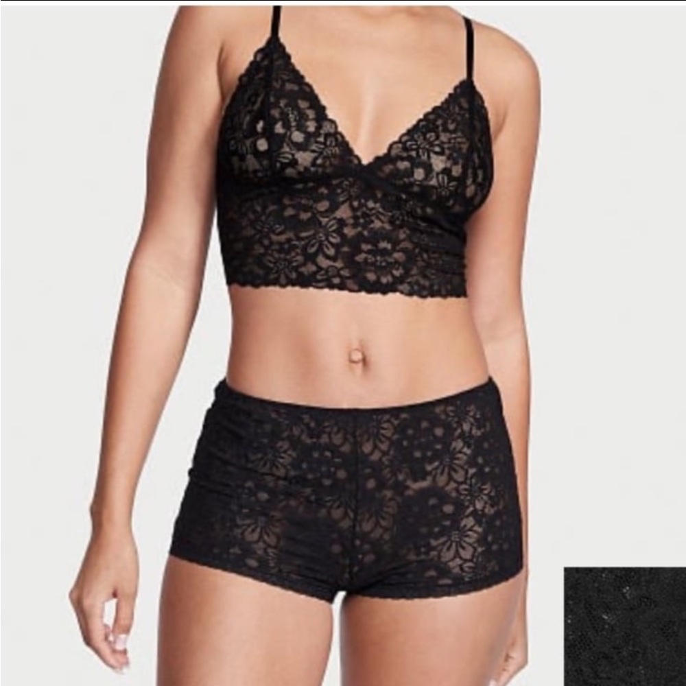 Victoria's Secret Black Lace Pajama Set
